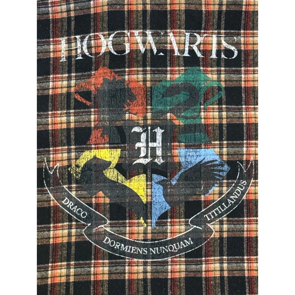 HARRY POTTER Womens HOGWARTS Flannel Plaid Pocket Shirt Jacket Wool Blend Sz M - Picture 9 of 12